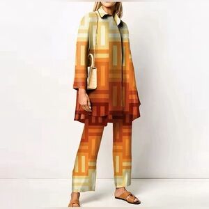 Kente Shirt Set for Women Ankara Shirt and Pants Outfits Long Sleeve  L:Eu :M Us